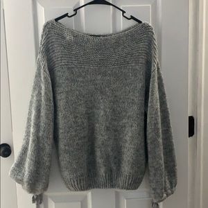 Boutique Boatneck Heather Grey Sweater
